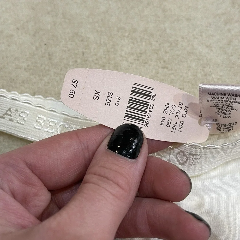 Victoria's Secret‎ VINTAGE Y2K Cotton Signature Logo V-String Thong Panties XS